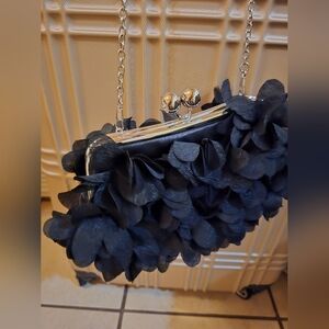 Elegant Black Floral Clutch